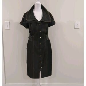 CACHE Contour Collection City Jacket Dress 2-way Zip Snap Cargo Dress